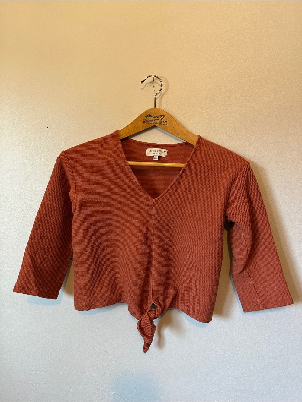 Madewell Cropped Rust Tie-Front V-Neck Top Women's XS
